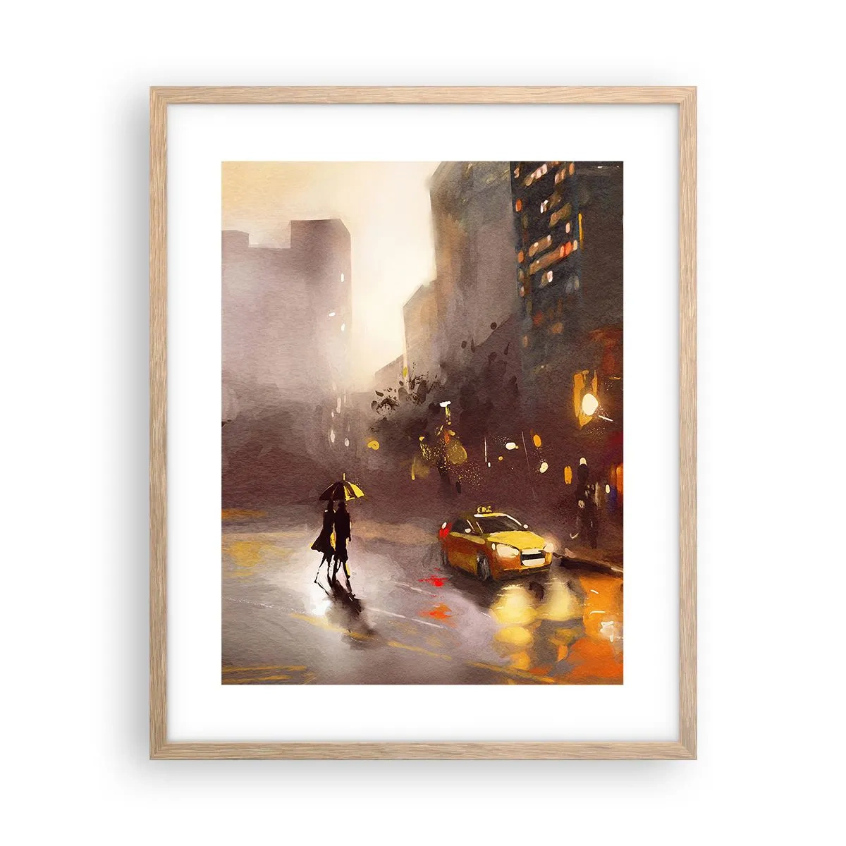 Póster en marco roble claro - En las luces de Nueva York - 40x50 cm