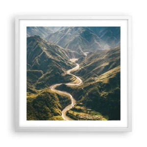 Póster en marco blanco - Directamente desde el corazón de las montañas - 50x50 cm