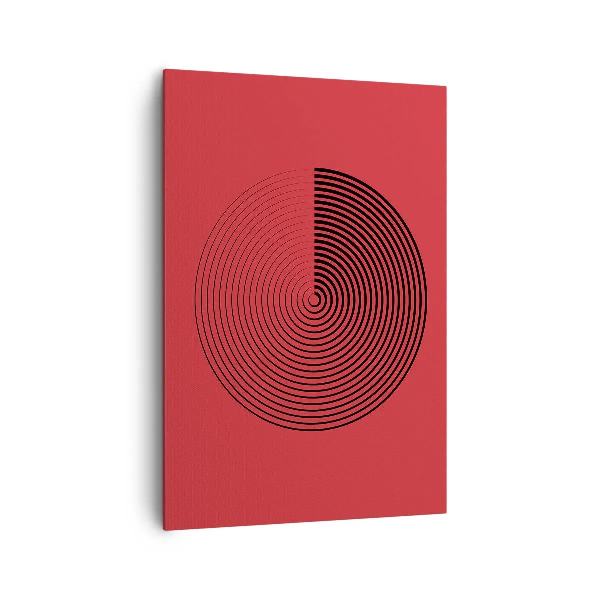 Cuadro sobre lienzo - Impresión de Imagen - Círculos concéntricos sobre fondo rojo - 70x100cm - Movimiento circular - Decoración de pared moderna para salón y dormitorio ARTTOR