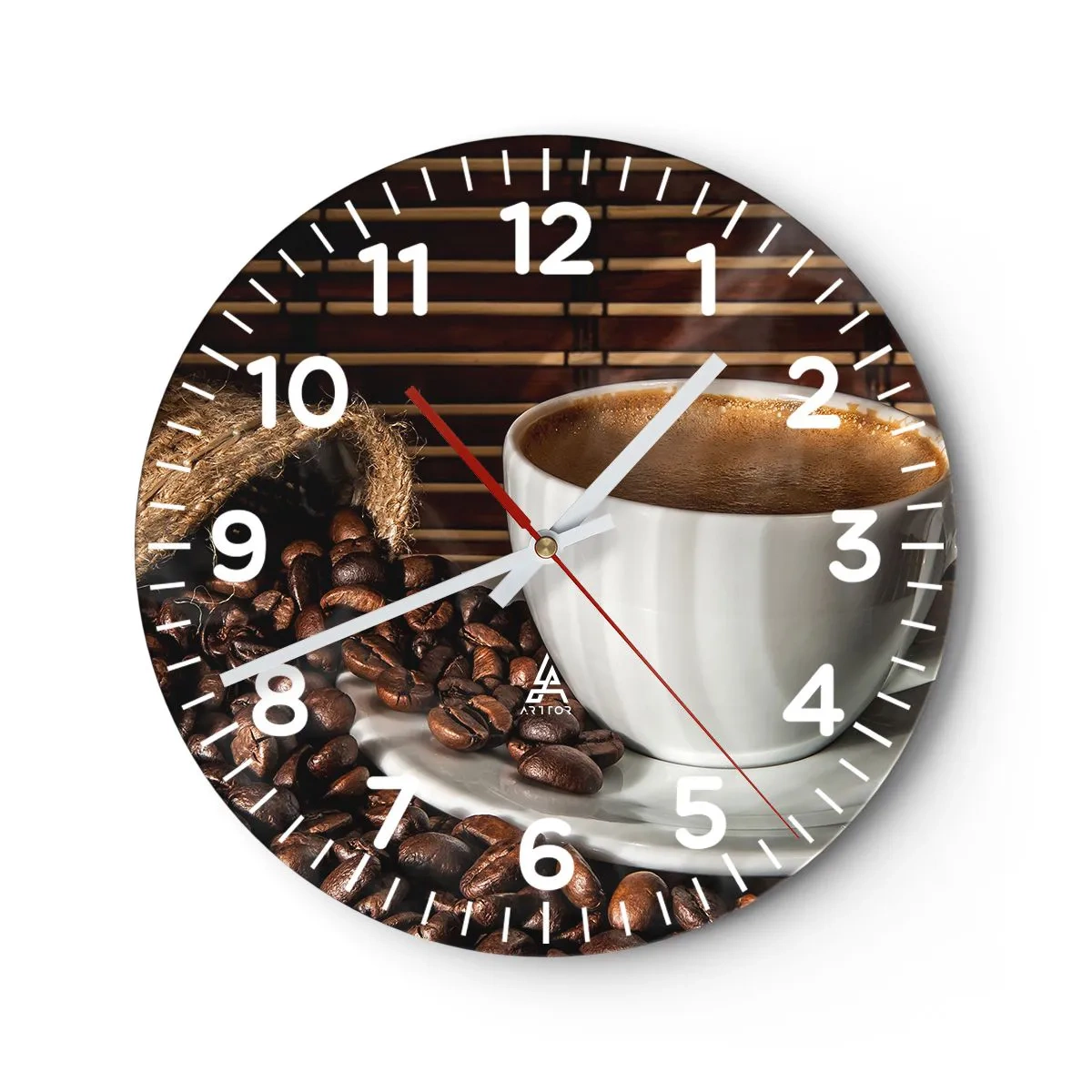 Reloj de pared - Reloj de vidrio - La negrura del carbón, la transparencia del ámbar - 30x30 cm