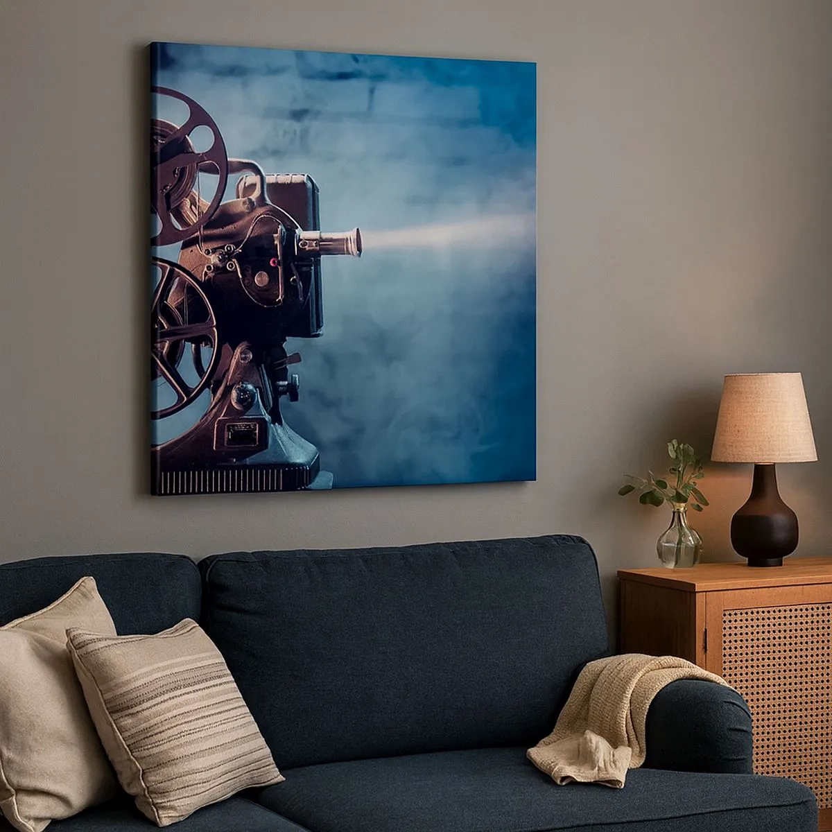 Cuadro sobre lienzo - Impresión de Imagen - En el Vintage cine - 30x30 cm