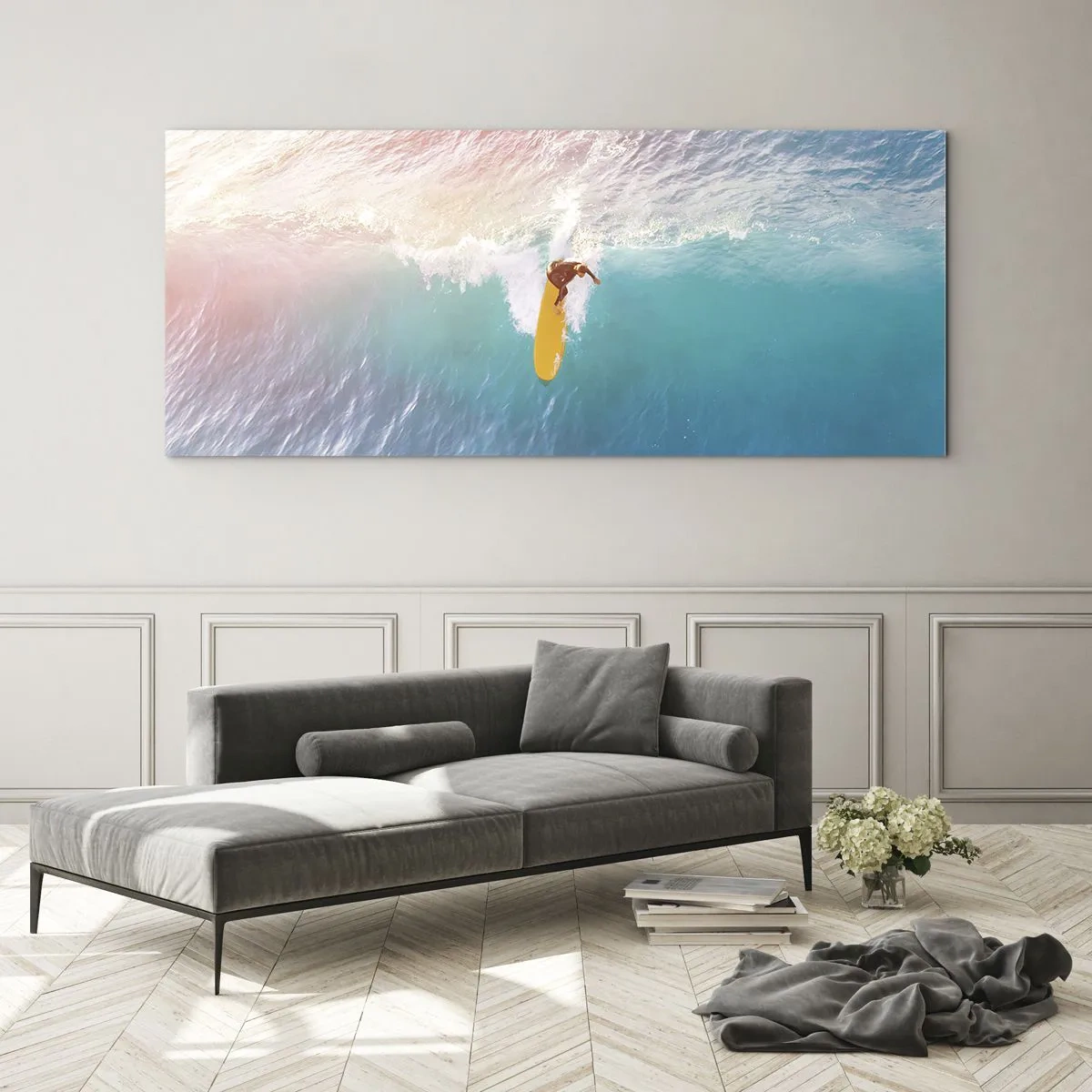 Cuadro sobre vidrio - Impresiones sobre Vidrio - Jinete del océano - 100x40 cm
