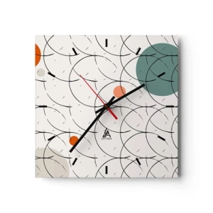 Reloj de pared - Reloj de vidrio - Con espíritu pop-art - 40x40 cm