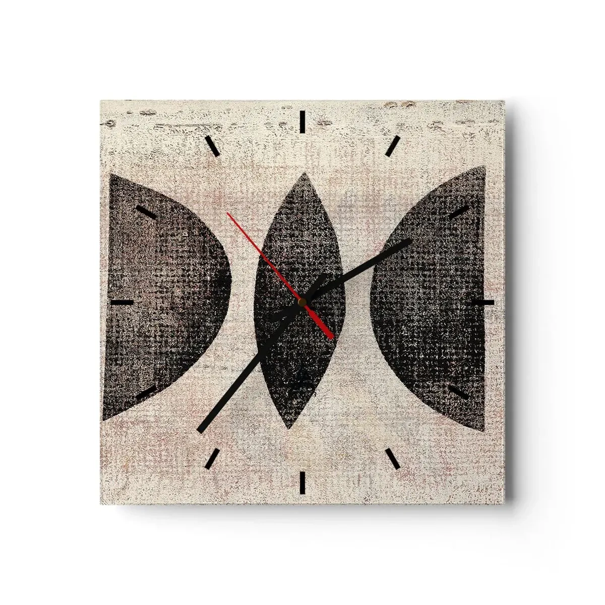 Reloj de pared - Reloj de vidrio - Formas étnicas en tonos oscuros sobre un fondo claro. - 30x30cm - Abstracción étnica - Decoración de pared moderna para salón y dormitorio ARTTOR