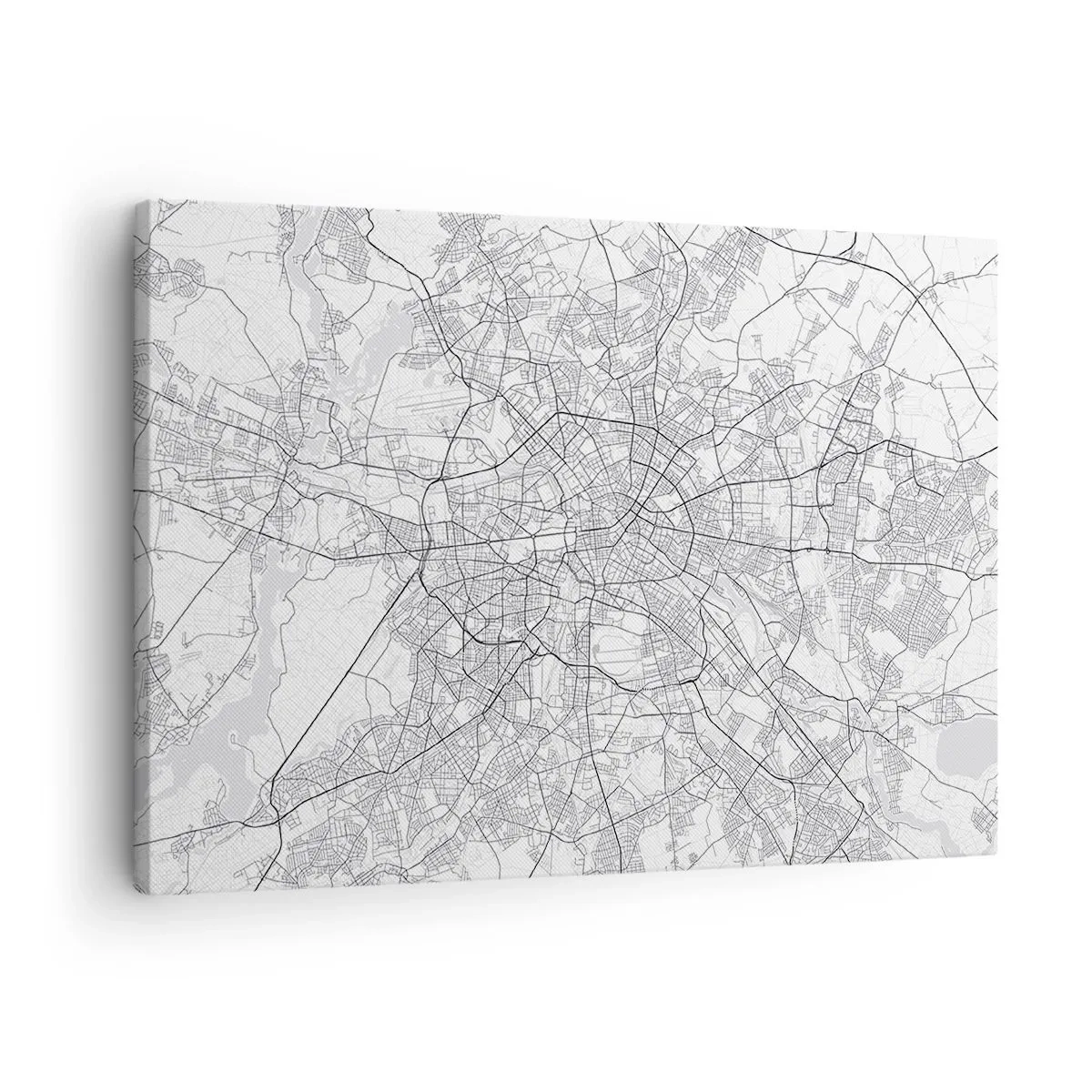 Cuadro sobre lienzo - Impresión de Imagen - Mapa detallado de la ciudad en blanco y negro - 70x50cm - Flor de Berlín - Decoración de pared moderna para salón y dormitorio ARTTOR