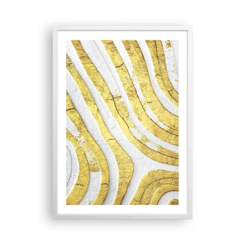 Póster en marco blanco - Una composición en blanco y oro - 50x70 cm
