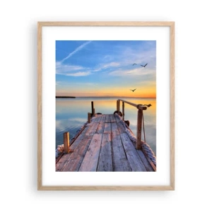 Póster en marco roble claro - Caminando hacia el sol - 40x50 cm