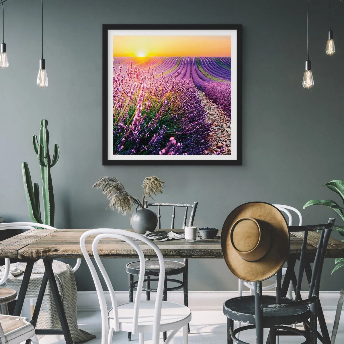 Póster en marco negro - Pradera fragante - 30x30 cm