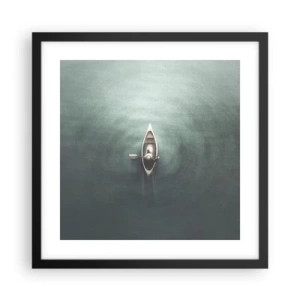 Póster en marco negro - A través de un lago iluminado por la luna - 40x40 cm