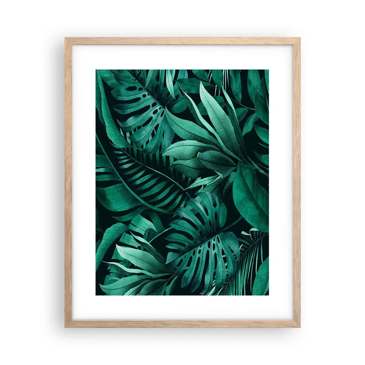 Póster en marco roble claro - Profundidad del verde tropical - 40x50 cm
