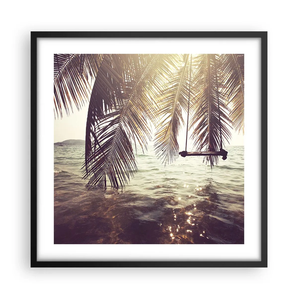 Póster en marco negro - Columpiar la imaginación - 50x50 cm