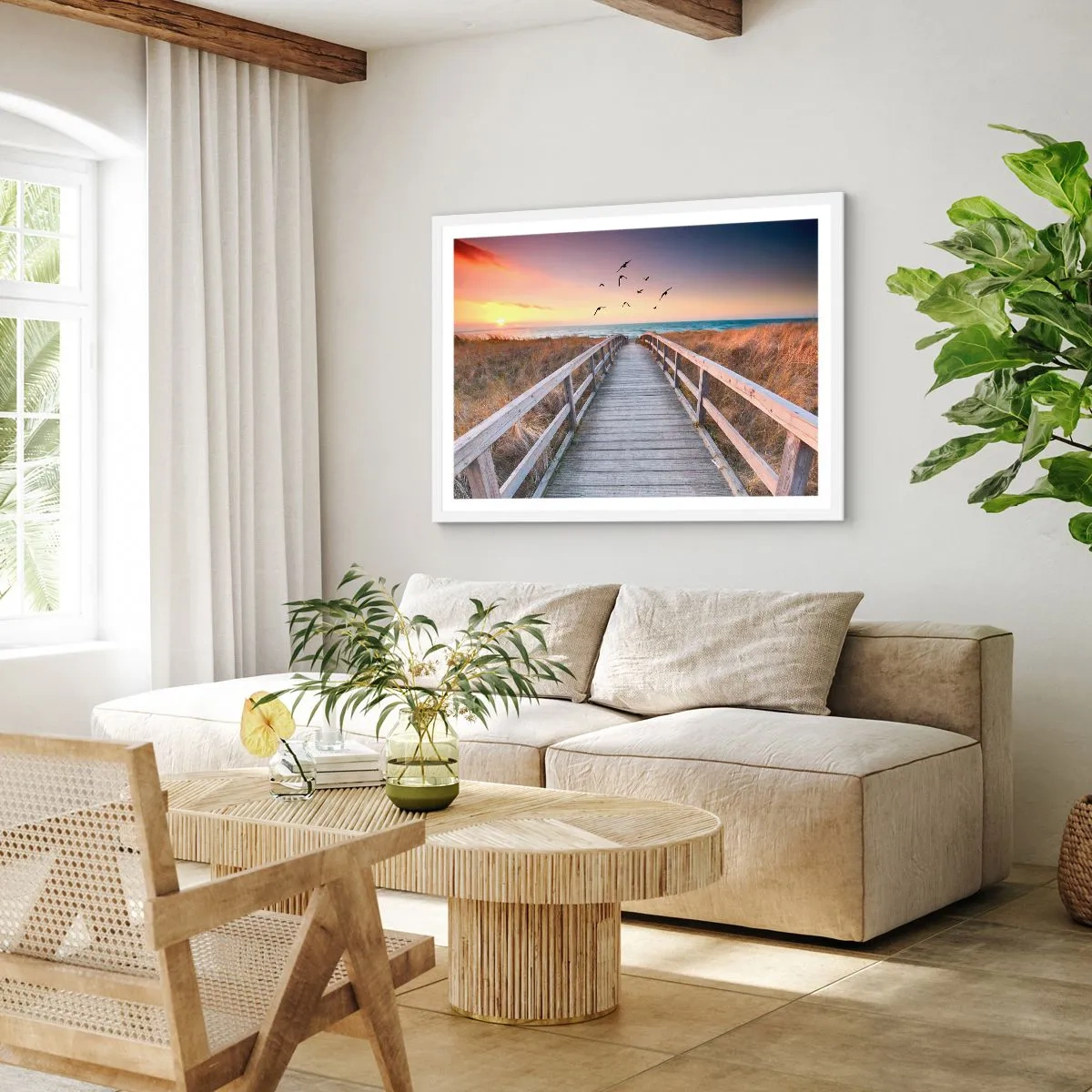 Póster en marco blanco - Camino a lo desconocido - 91x61 cm