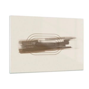 Cuadro sobre vidrio - Impresiones sobre Vidrio - Abstracción en tonos marrones con un patrón minimalista. - 120x80cm - Un soplo de gris - Decoración de pared moderna para salón y dormitorio ARTTOR