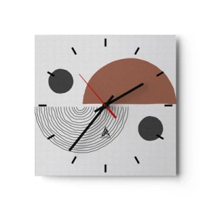 Reloj de pared - Reloj de vidrio - Formas geométricas en tonos marrones y negros. - 30x30cm - La perfección del círculo - Decoración de pared moderna para salón y dormitorio ARTTOR
