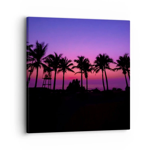 Cuadro sobre lienzo - Impresión de Imagen - Atardecer bajo las palmeras - 30x30 cm