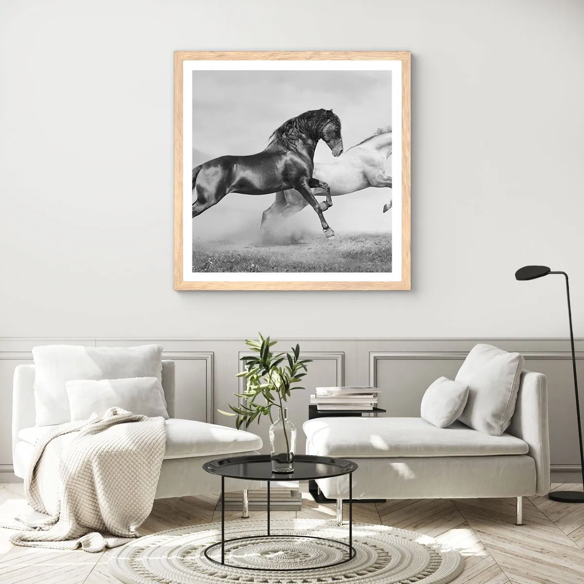 Póster en marco roble claro - Ángeles y demonios - 40x40 cm