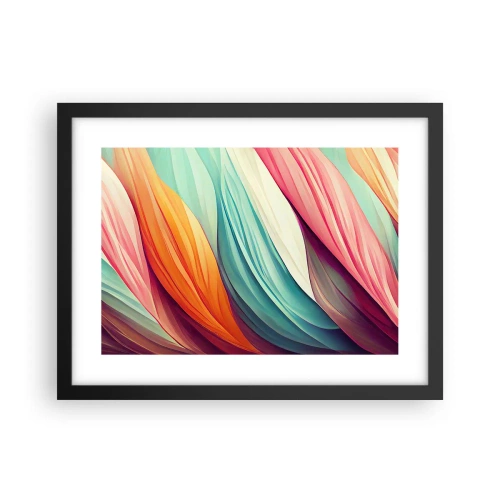 Póster en marco negro - Tejido arco iris - 40x30 cm
