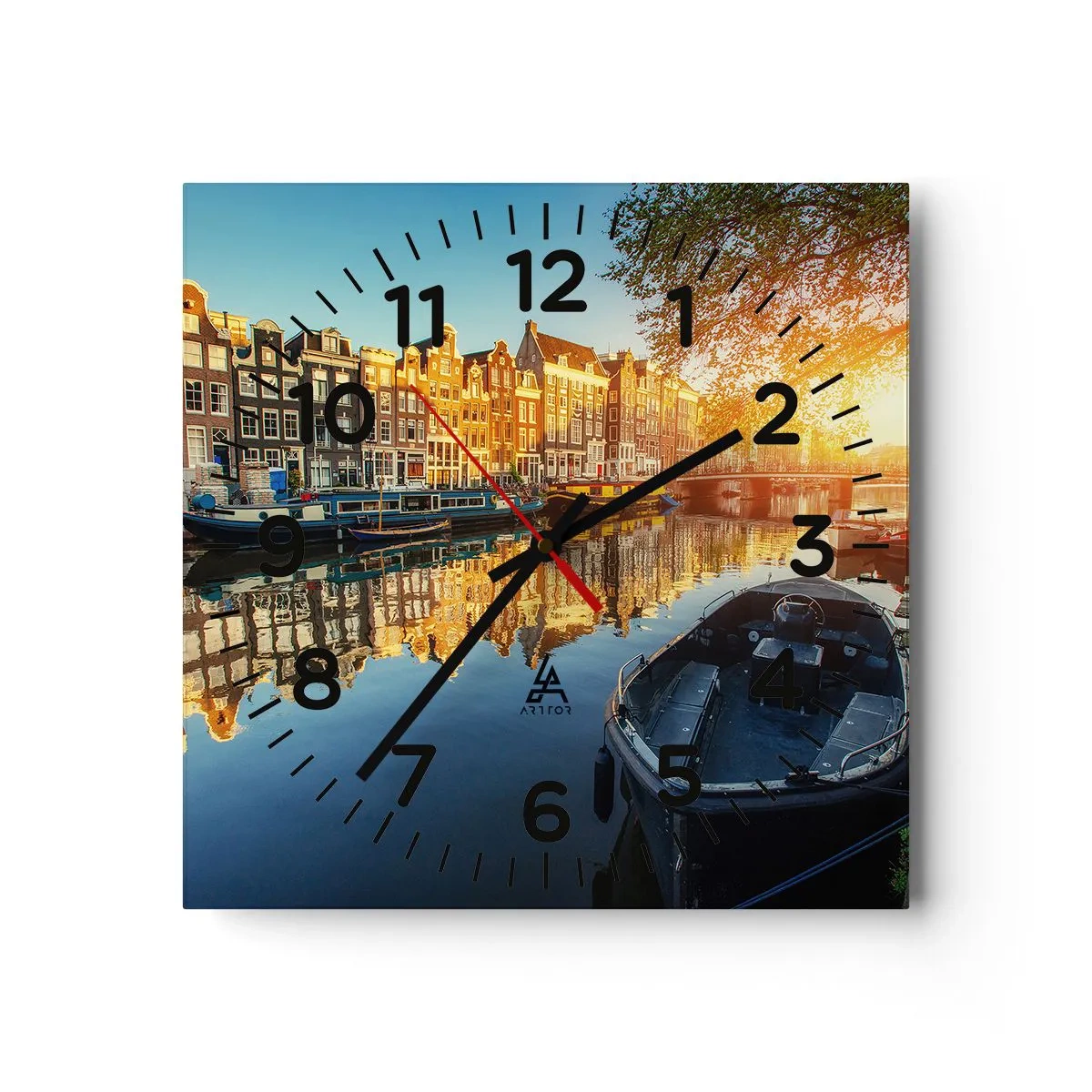 Reloj de pared - Reloj de vidrio - Mañana en Ámsterdam - 30x30 cm