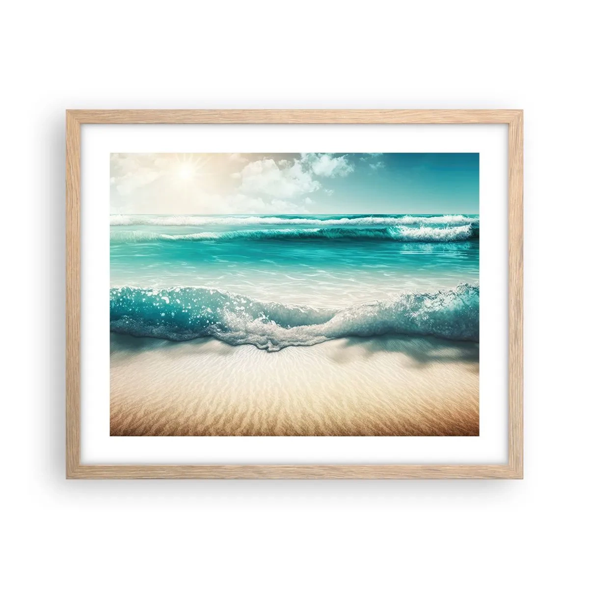 Póster en marco roble claro - Calma oceánica - 50x40 cm