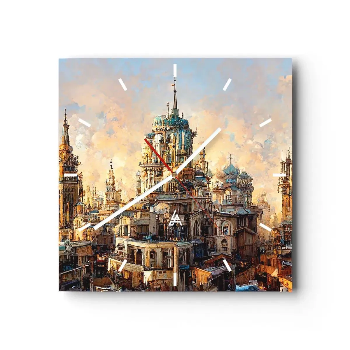Reloj de pared - Reloj de vidrio - Una ciudad de ciudades - 40x40 cm