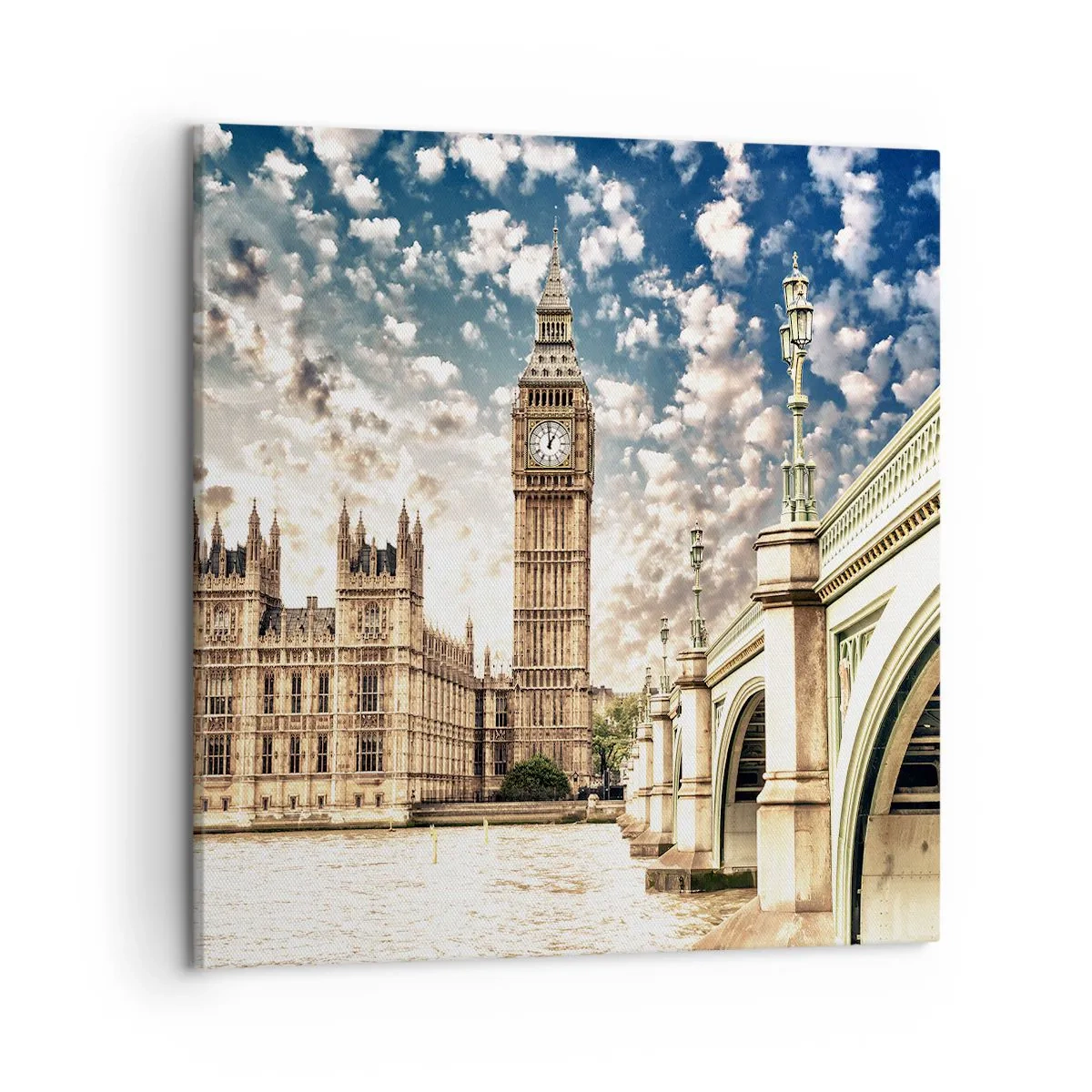 Cuadro sobre lienzo - Impresión de Imagen - Nubes sobre el Támesis - 50x50 cm