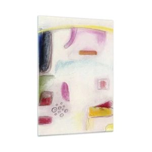 Cuadro sobre vidrio - Impresiones sobre Vidrio - Abstracción colorida con formas geométricas y pasteles. - 50x70cm - Convexo, cóncavo, plano - Decoración de pared moderna para salón y dormitorio ARTTOR