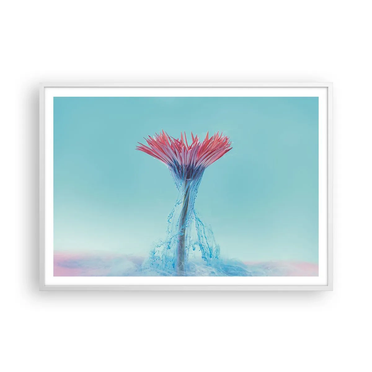 Póster en marco blanco - En un abrazo vigorizante - 100x70 cm