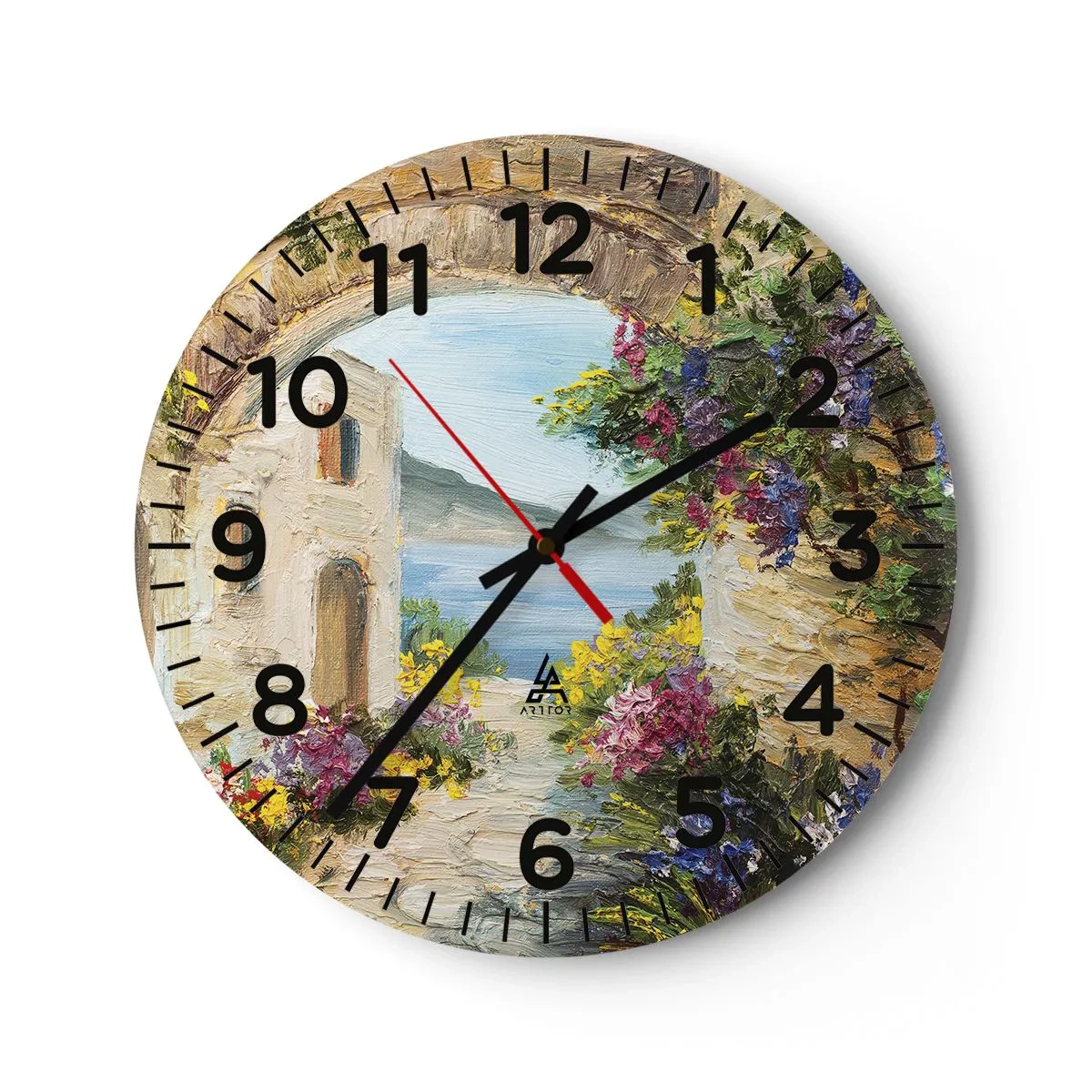 Reloj de pared - Reloj de vidrio - El encanto del paisaje costero - 40x40 cm