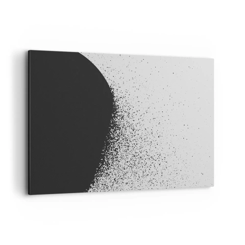 Cuadro sobre lienzo - Impresión de Imagen - Patrón abstracto con partículas negras sobre un fondo claro - 120x80cm - El movimiento de las partículas - Decoración de pared moderna para salón y dormitorio ARTTOR