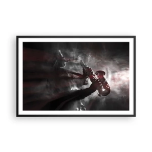Póster en marco negro - En el vapor del jazz - 91x61 cm