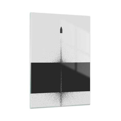 Cuadro sobre vidrio - Impresiones sobre Vidrio - Una composición abstracta en blanco y negro con una línea dinámica. - 50x70cm - Directa al objetivo - Decoración de pared moderna para salón y dormitorio ARTTOR