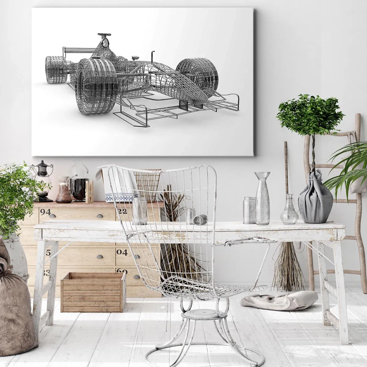 Cuadro sobre lienzo - Impresión de Imagen - Un boceto de diseño de un coche de carreras sobre un fondo claro. - 70x50cm - Construcción perfecta - el impulso - Decoración de pared moderna para salón y dormitorio ARTTOR