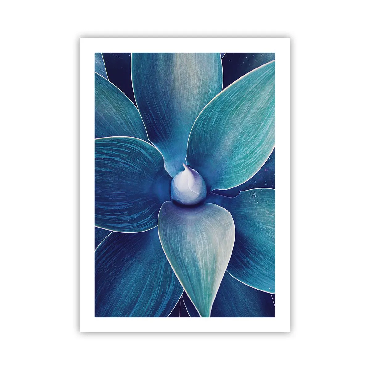 Póster - Detalle de una gran flor en tonos azules. - 50x70cm - Azul del cielo - Decoración de pared moderna para salón y dormitorio ARTTOR