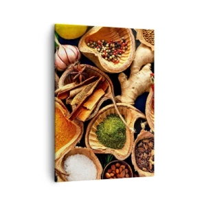 Cuadro sobre lienzo - Impresión de Imagen - Cuencos de especias en diferentes colores. - 50x70cm - Toma lo que quieras - Decoración de pared moderna para salón y dormitorio ARTTOR