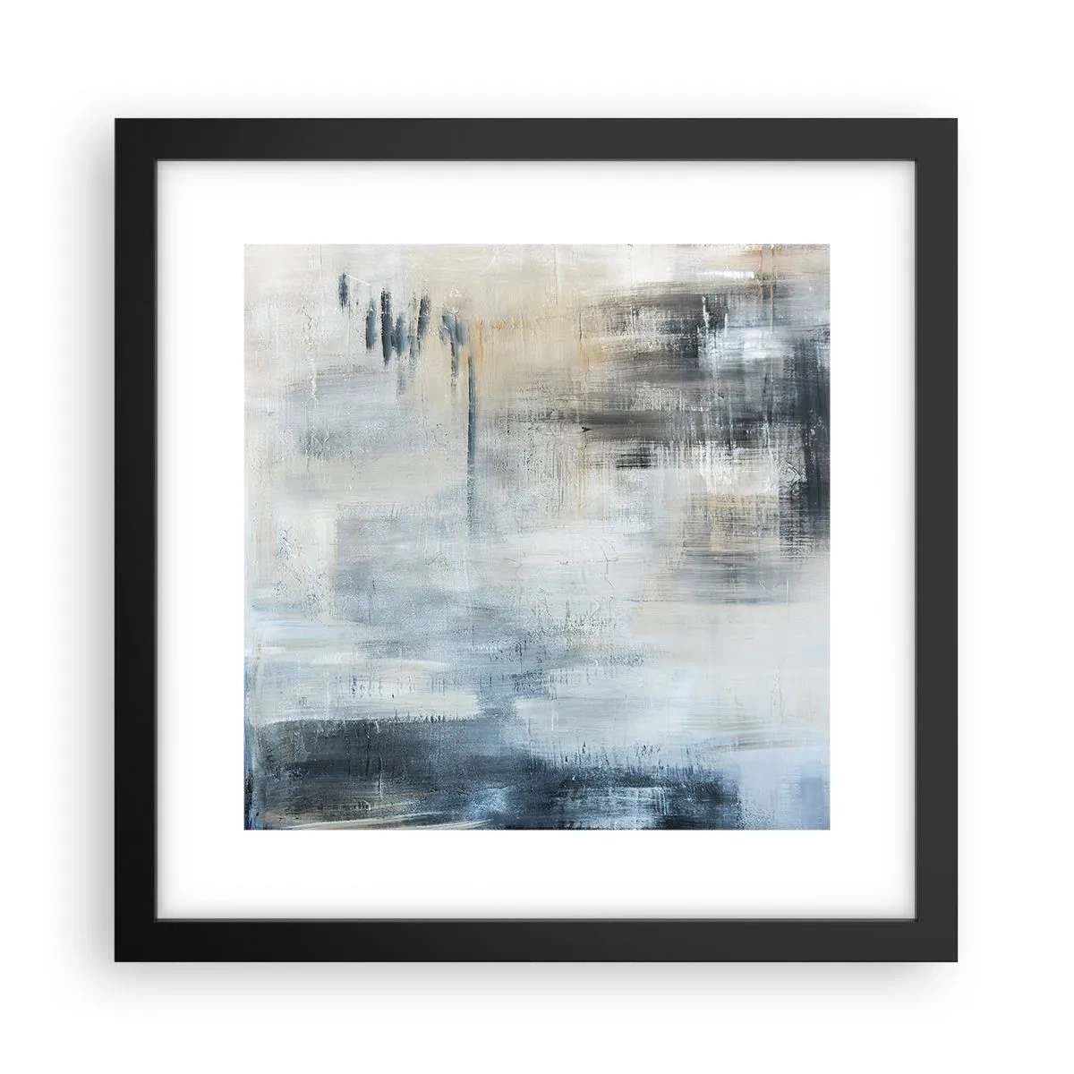 Póster en marco negro - Detrás de un velo azul - 30x30 cm