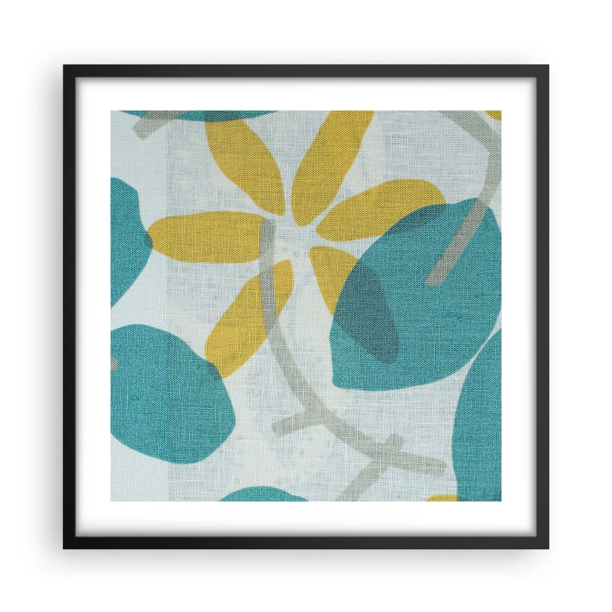 Póster en marco negro - Entre hojas azules - 50x50 cm
