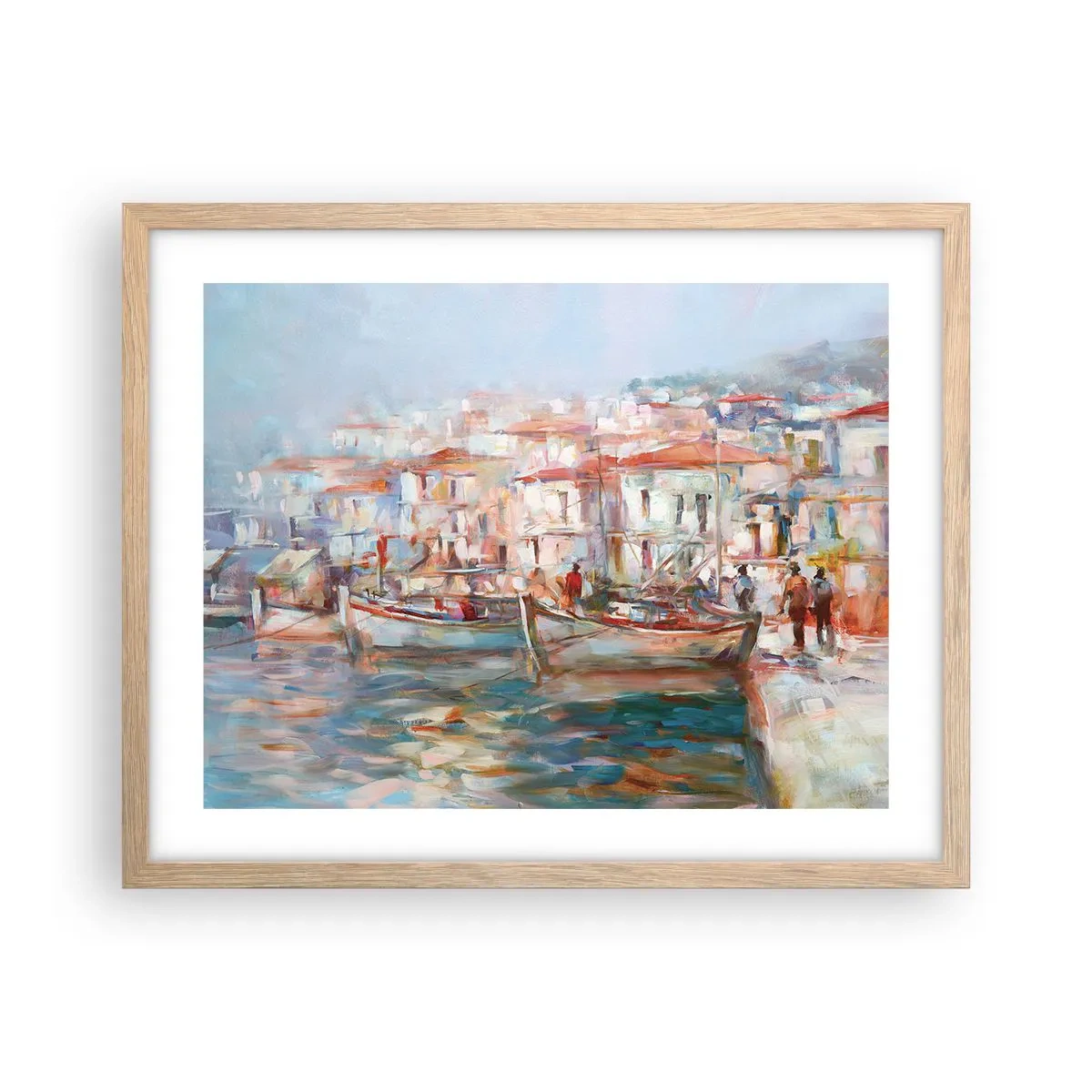 Póster en marco roble claro - Vacaciones en colores pastel - 50x40 cm