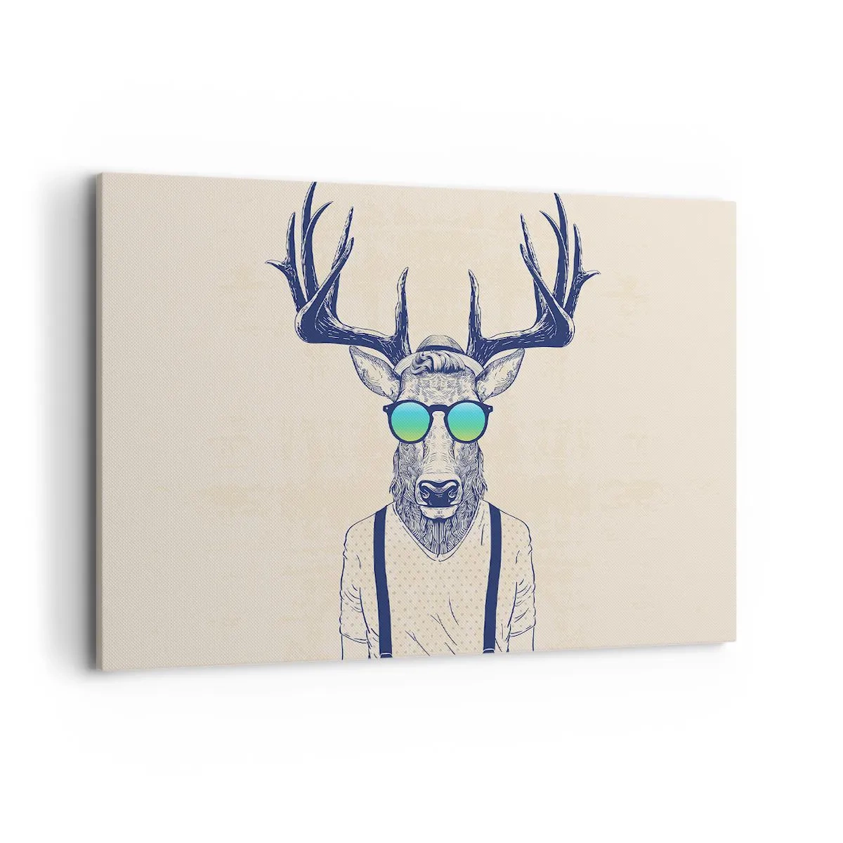 Cuadro sobre lienzo - Impresión de Imagen - Ciervo estilizado con gafas de sol - 120x80cm - ¿Y a quién esperabas? - Decoración de pared moderna para salón y dormitorio ARTTOR