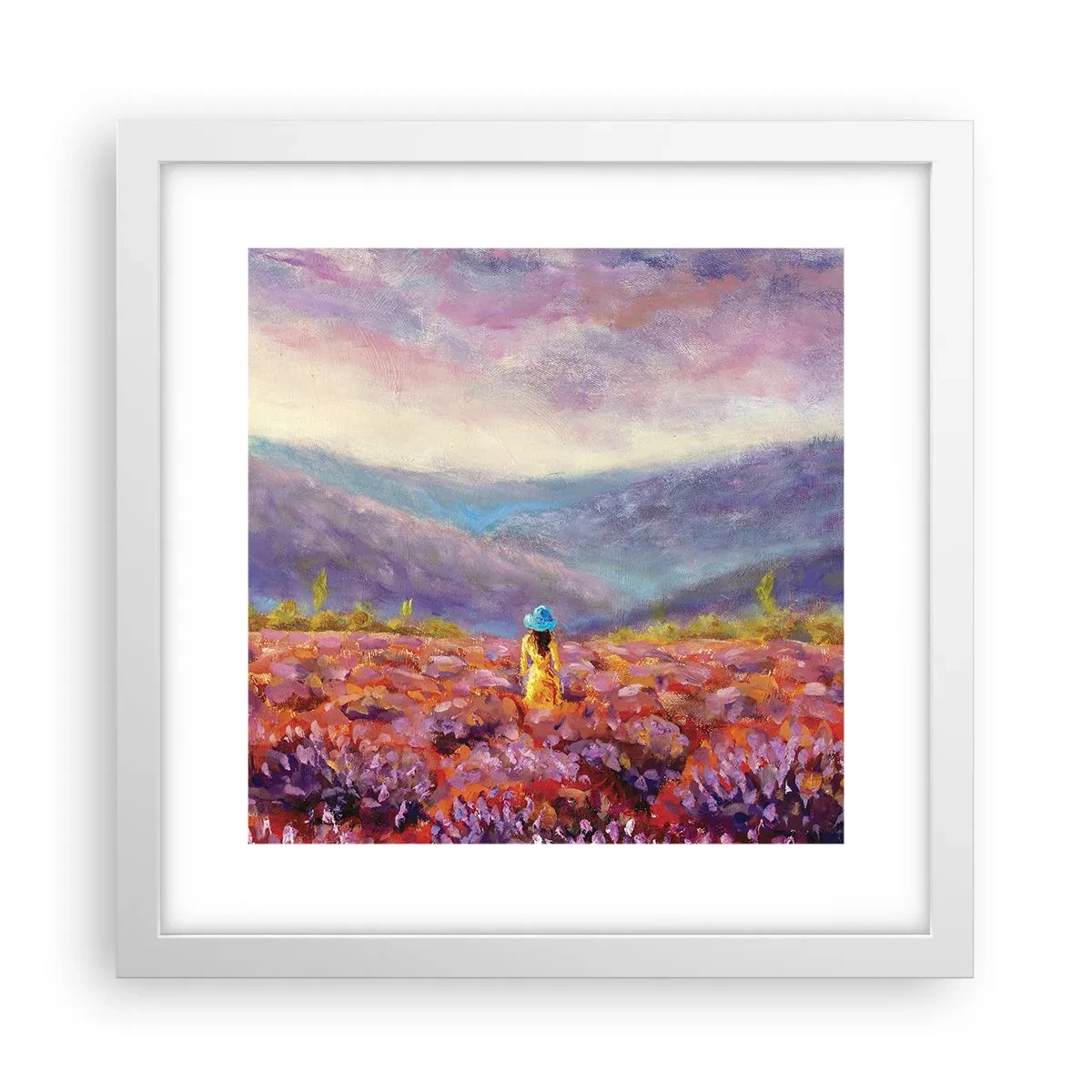 Póster en marco blanco - En un mundo de lavanda - 30x30 cm