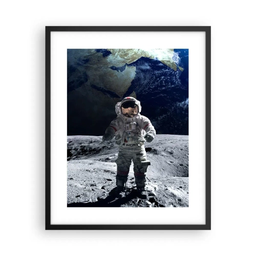 Póster en marco negro - Saludos desde la Luna - 40x50 cm