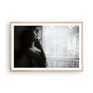 Póster en marco roble claro - Un momento sensual - 91x61 cm
