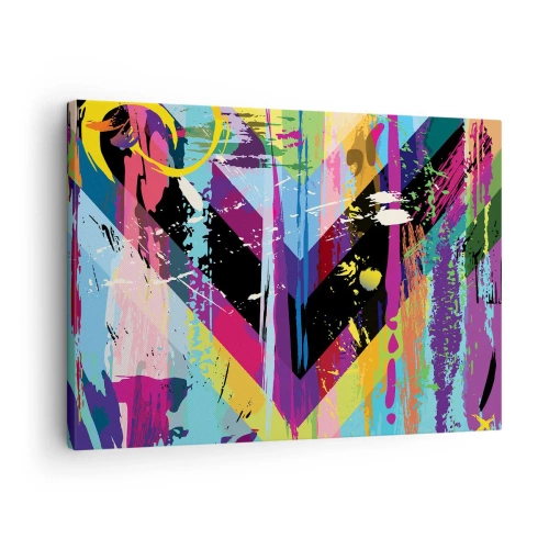 Cuadro sobre lienzo - Impresión de Imagen - Patrón abstracto con formas geométricas coloridas - 70x50cm - De arriba a abajo - Decoración de pared moderna para salón y dormitorio ARTTOR