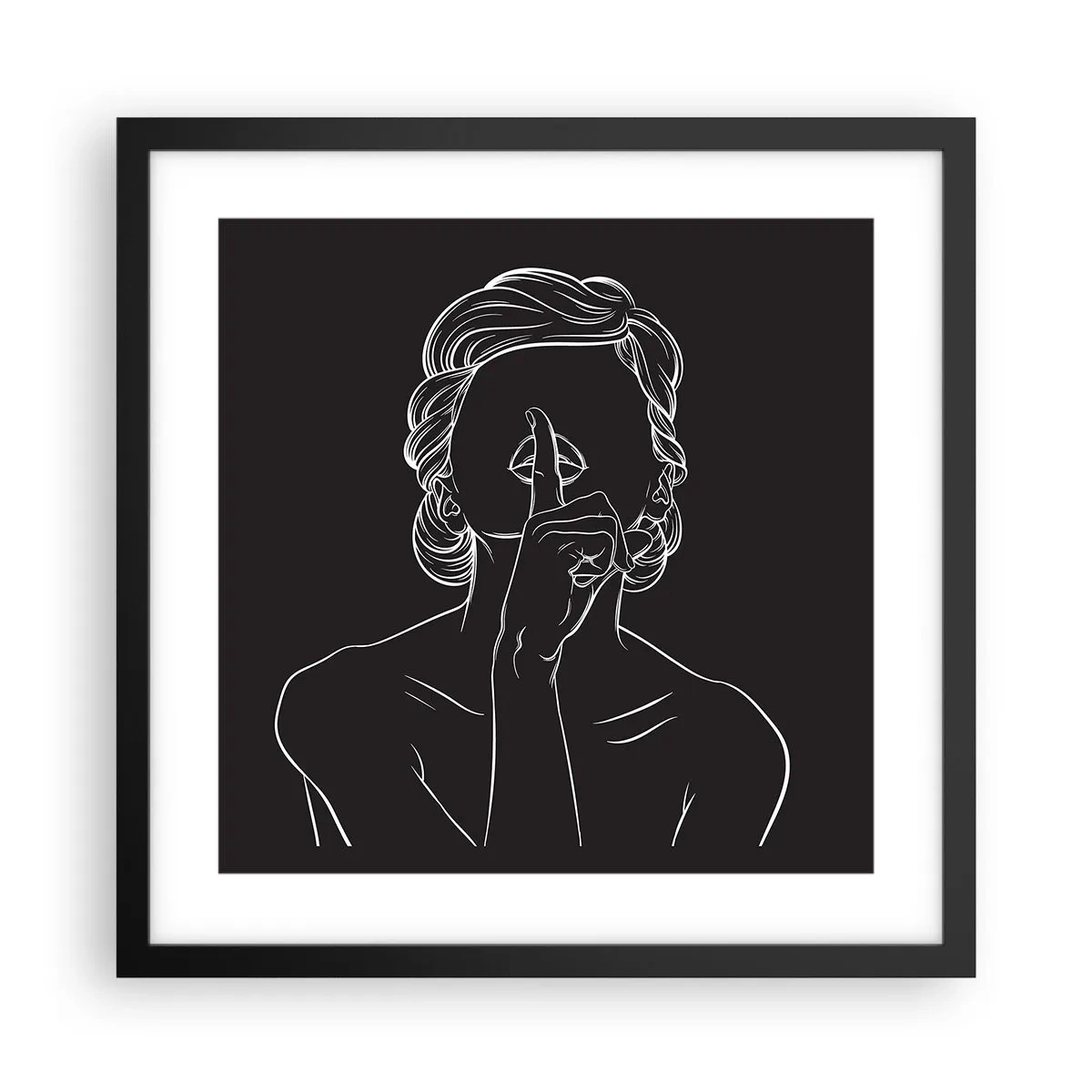 Póster en marco negro - La belleza florece en silencio - 40x40 cm