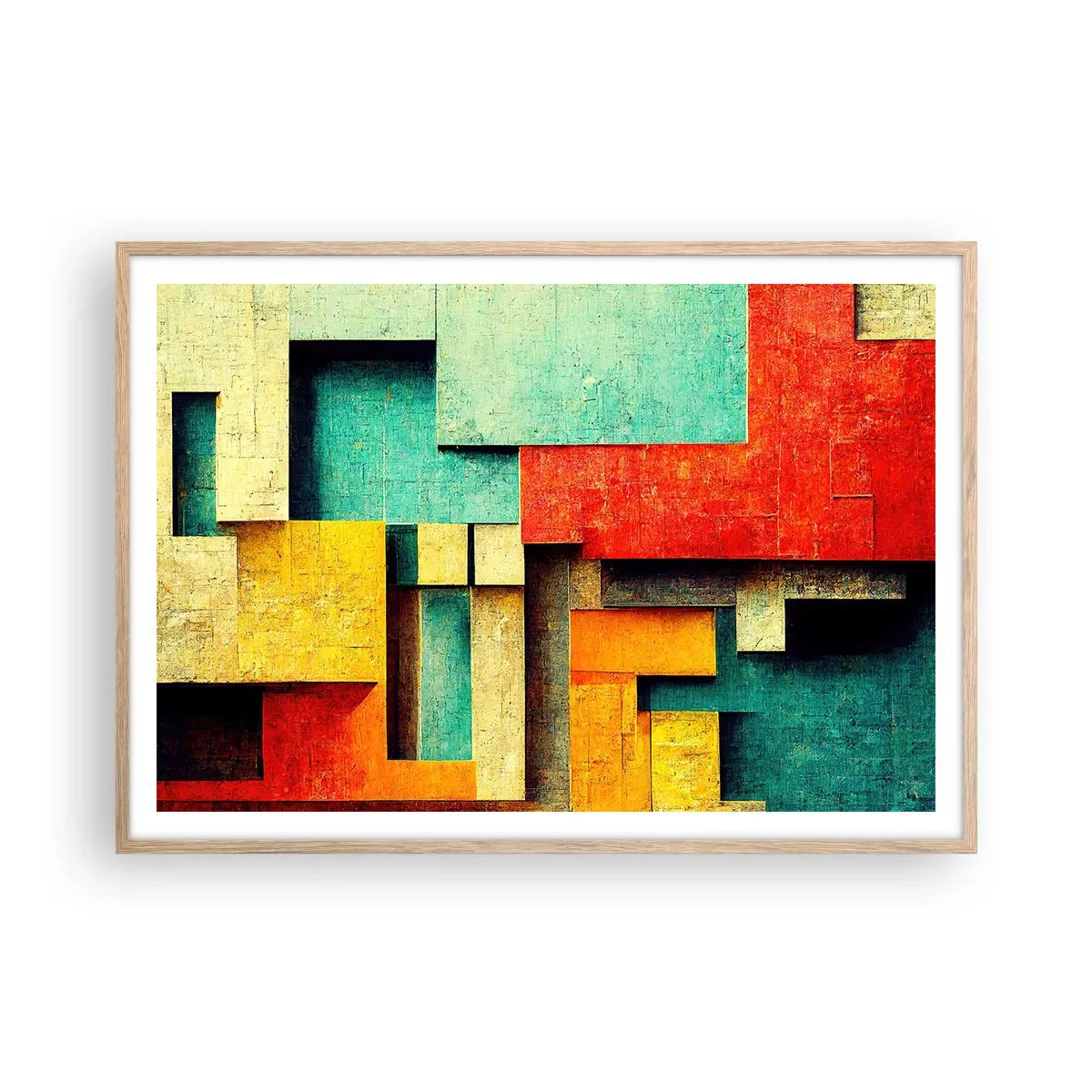 Póster en marco roble claro - Festival de ángulos rectos - 100x70 cm