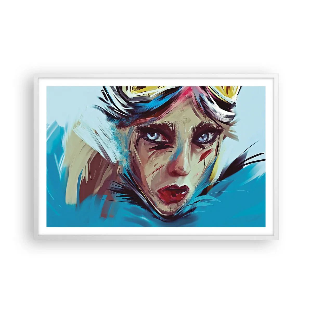 Póster en marco blanco - Guerrera colorida - 91x61 cm