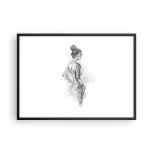 Póster en marco negro - Boceto en acuarela de una silueta femenina - 70x50cm - Tan hermosa como la pintura - Decoración de pared moderna para salón y dormitorio ARTTOR