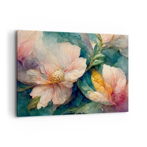 Cuadro sobre lienzo - Impresión de Imagen - Delicadas flores en colores pastel. - 100x70cm - La sutileza misma - Decoración de pared moderna para salón y dormitorio ARTTOR