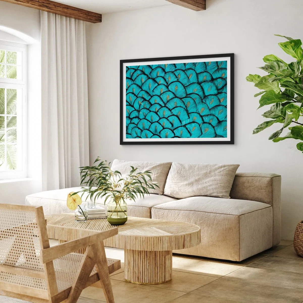 Póster en marco negro - La gran gala de las plumas - 50x40 cm