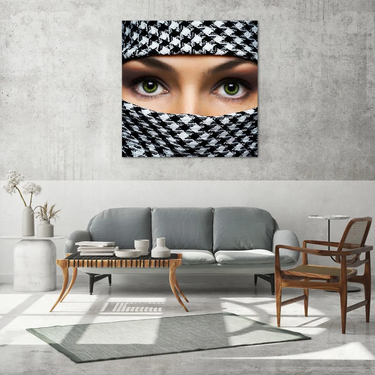 Cuadro sobre vidrio - Impresiones sobre Vidrio - Hermosa mirada de ojos verdes - 60x60 cm