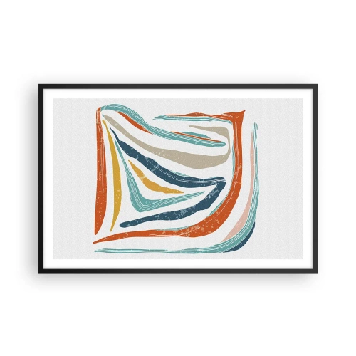 Póster en marco negro - Abstracción sonriente y amistosa - 91x61 cm